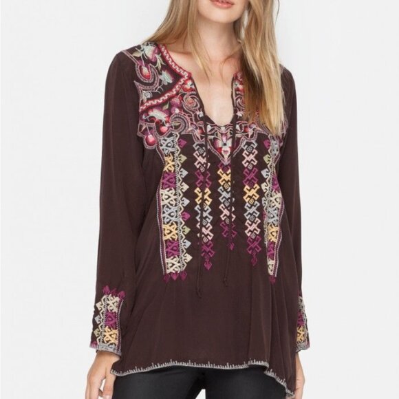 Johnny Was Biya Silk Tunic Blouse, Embroidered, Size S - Picture 8 of 8